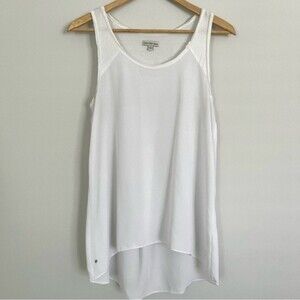 Calvin Klein White Mixed Media Tunic Tank, Size S